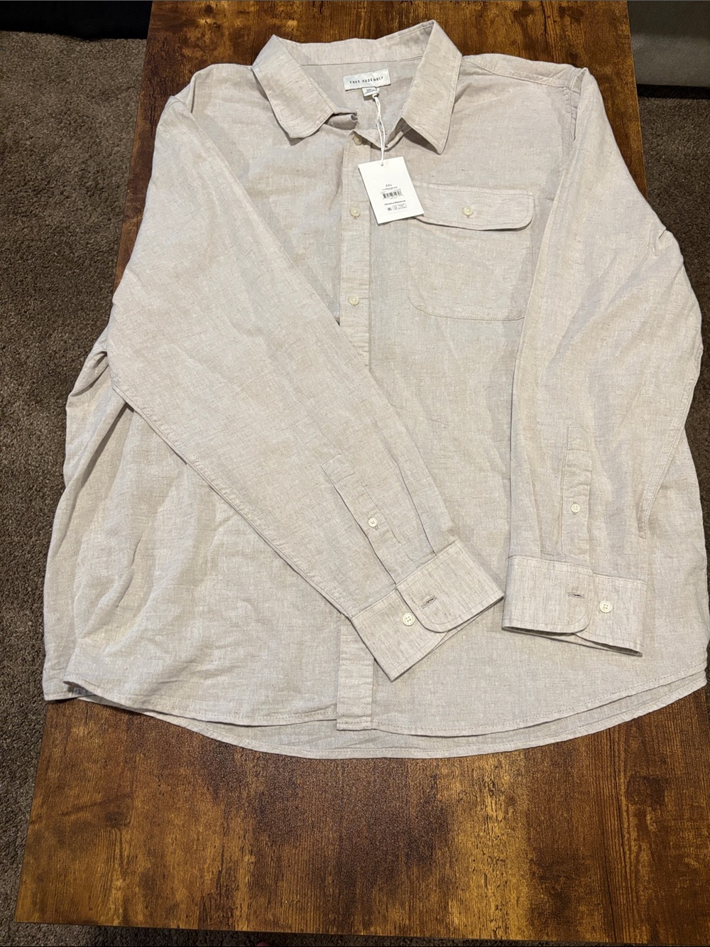 Men’s size 2x Linen-Blend Long-Sleeve Button-Down Shirt